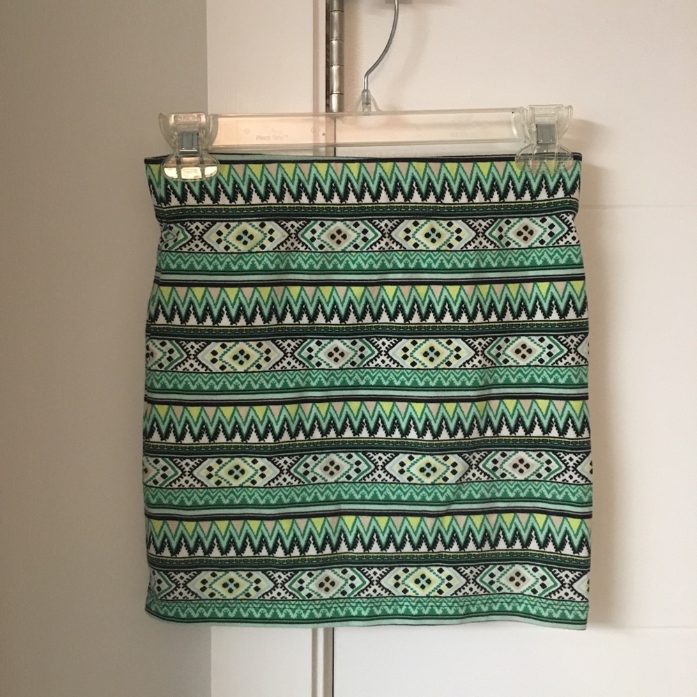 Tribal green pencil skirt